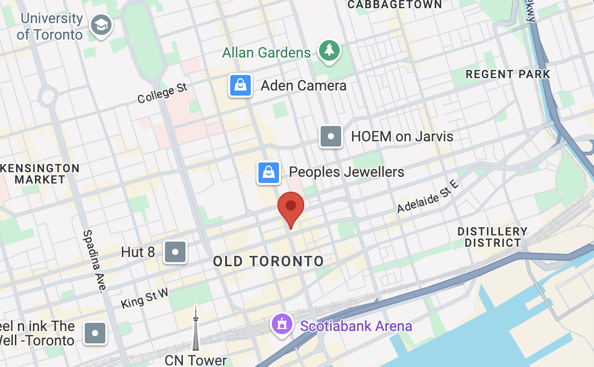 Map of Toronto location for Wisdomarcula UX/UI courses